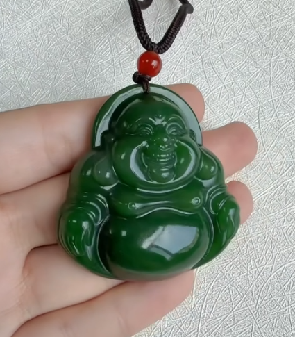 Green Nephrite Buddha Pendant