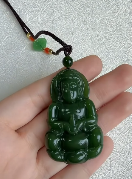 Green Nephrite Carved Pendant