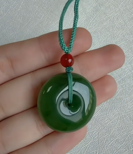 Green Nephrite Ping An Kou Pendant