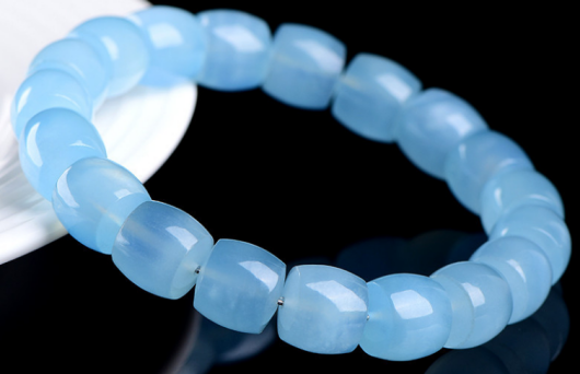 Aquamarine Round Bead Bracelet
